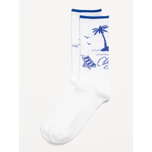 Novelty Crew Socks for Men - Summer Beach Scene
