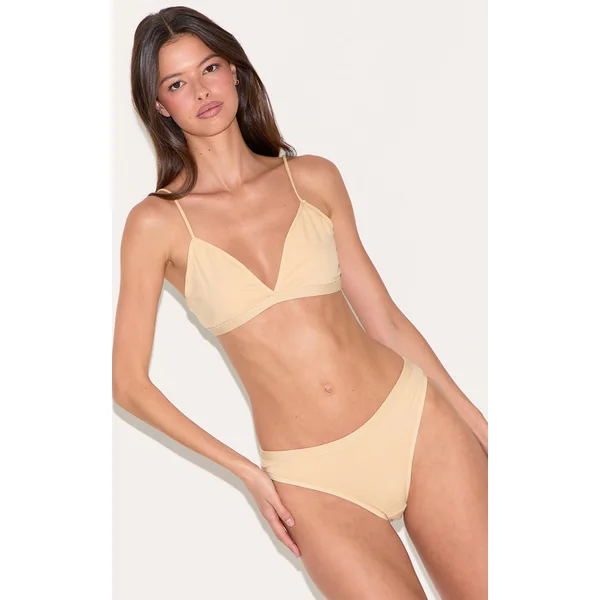 Nude Jersey Triangle Bralette And Thong Lingerie Set
