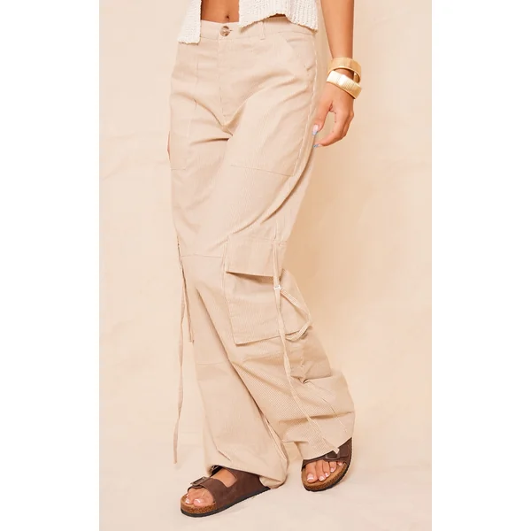 Nude Pinstripe Linen Cargo Pants