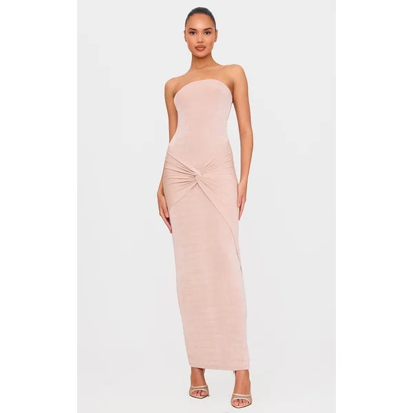 Nude Sheer Diamante Midaxi Dress