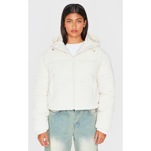 Oatmeal Cable Knit Puffer Coat