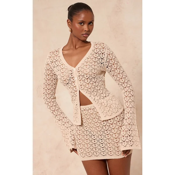 Oatmeal Crochet Mini Skirt