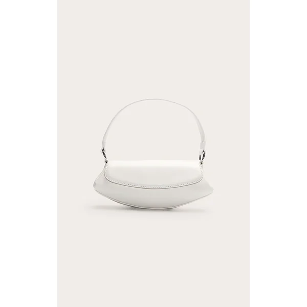 Off White Pu Slim Curved Shoulder Bag