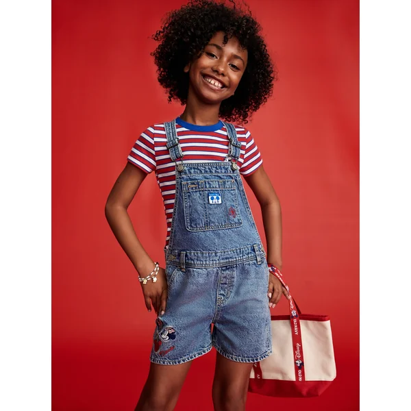 Old Navy x Disney© Baggy Jean Shortalls for Girls - Medium Wash