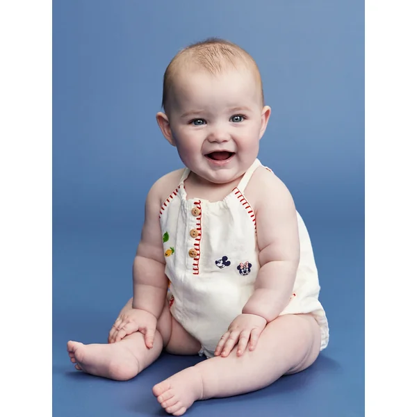 Old Navy x Disney© Linen-Blend Sleeveless One-Piece Romper for Baby - Sea Salt White