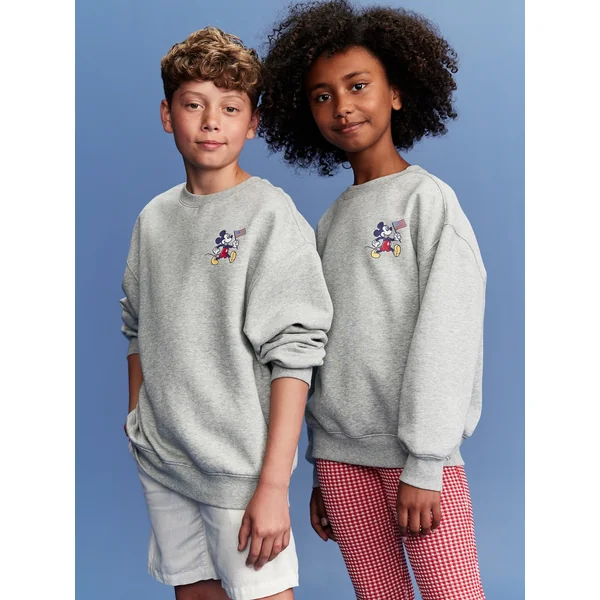 Old Navy x Disney© Mickey Mouse Flag Graphic Crew-Neck Sweatshirt for Boys - Heather Gray