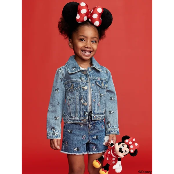 Old Navy x Disney© Printed Cropped Trucker Jean Jacket for Toddler Girls - Medium Wash