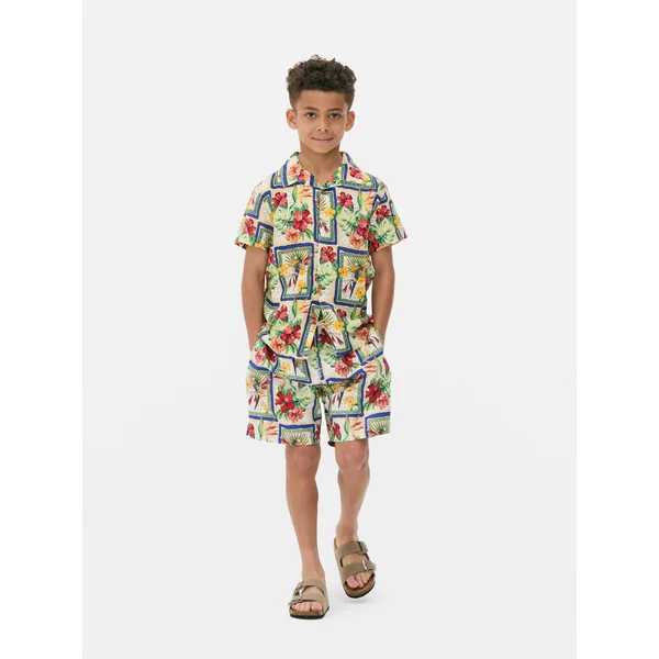 Older Boy Tropical Postcard Swim Shorts - Multi