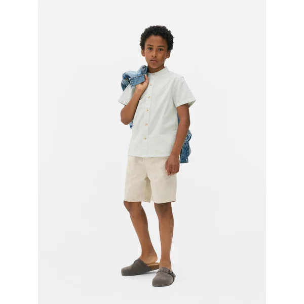 Older Kids’ Band Collar Shirt - Green