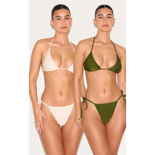 Olive And Cream 2 Pack Triangle Bikini Set
