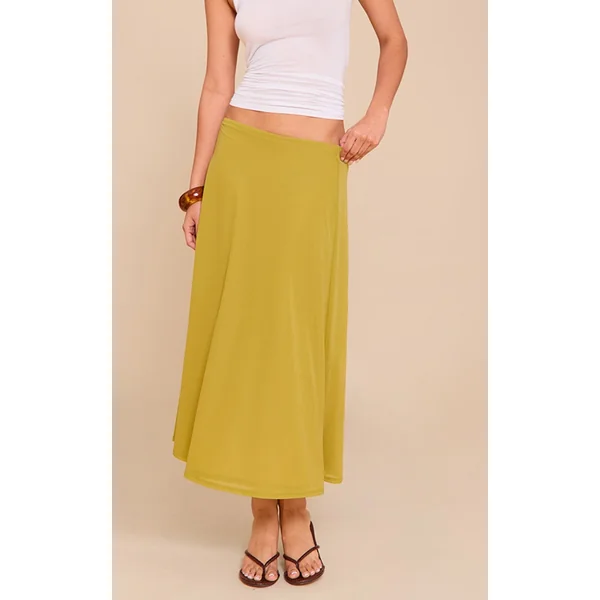 Olive Double Layer Chiffon Floaty Midaxi Skirt