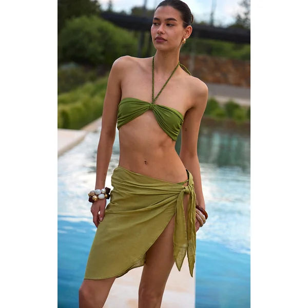 Olive Linen Look Beach Sarong