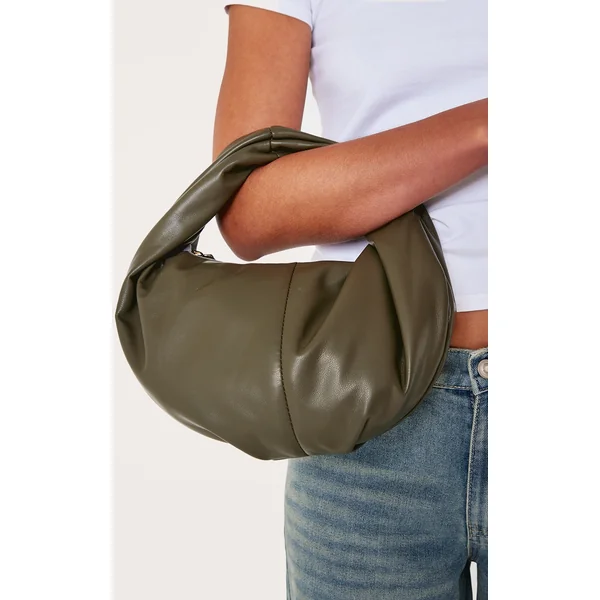 Olive Pu Round Mini Grab Bag