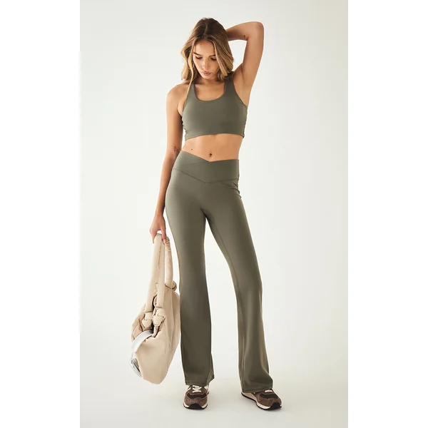 Olive Sculpt Wrap Waist Yoga Pants