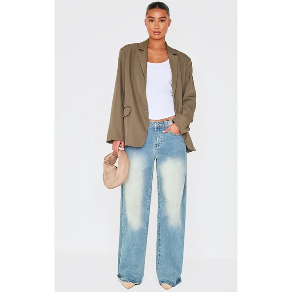 Olive Seam Detail Structured Oversized Blazer