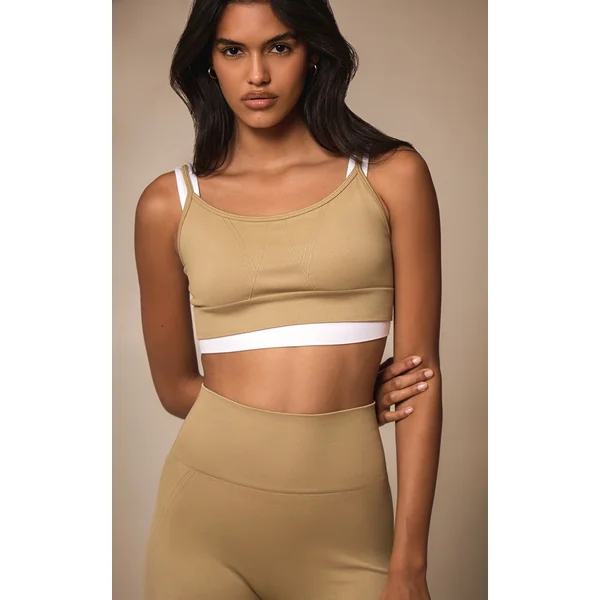 Olive Seamless Double Layered Sports Bra