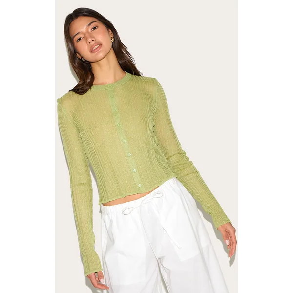Olive Sheer Knit Cardigan