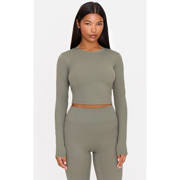 Olive Ultimate Sculpt Long Sleeve Crop Gym Top