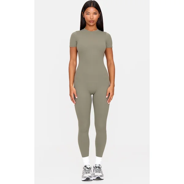 Olive Ultimate Sculpt Short Sleeved Unitard