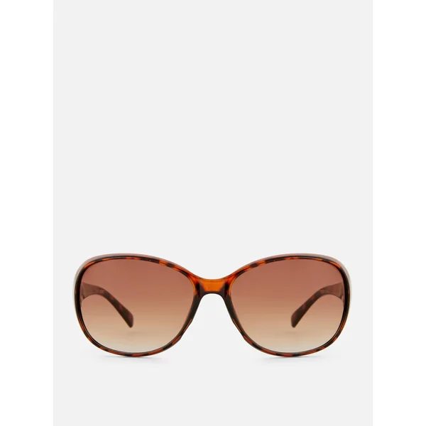 Ombré Lens Oval Sunglasses - Brown