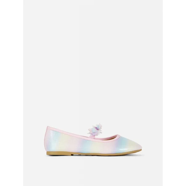 Ombré Tulle Flower Ballet Flats - Multi