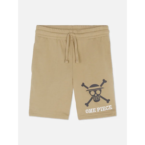 One Piece Straw Hat Flag Shorts - Stone