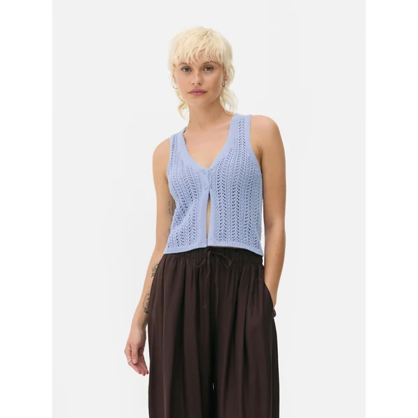 Open Stitch Vest - Light Blue