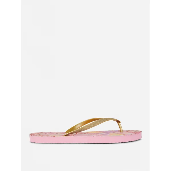 Open Toe Metallic Flip Flops - Fuchsia