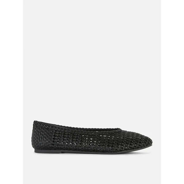 Open Weave Ballerinas - Black