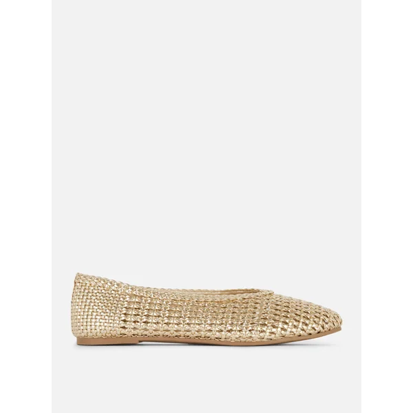 Open Weave Ballerinas - Gold