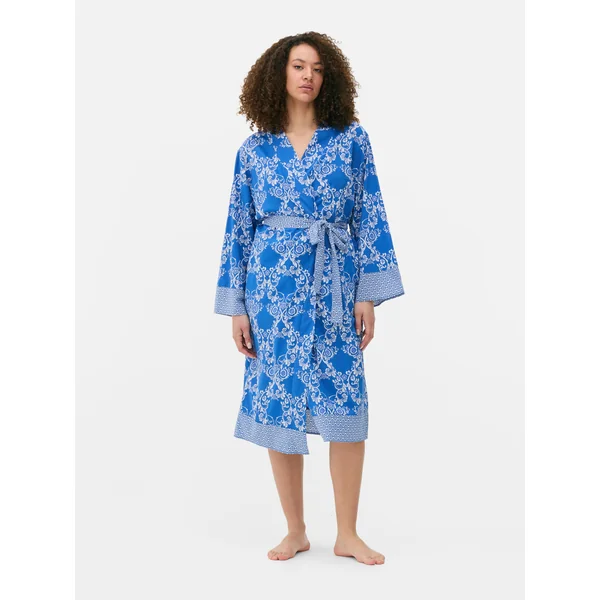 Ornate Tie Front Robe - Blue