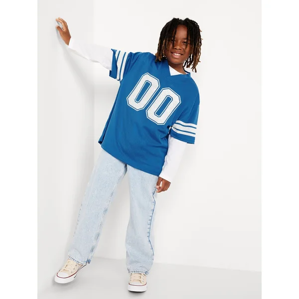 Oversized Boxy Mesh Graphic T-Shirt for Boys - Open Water