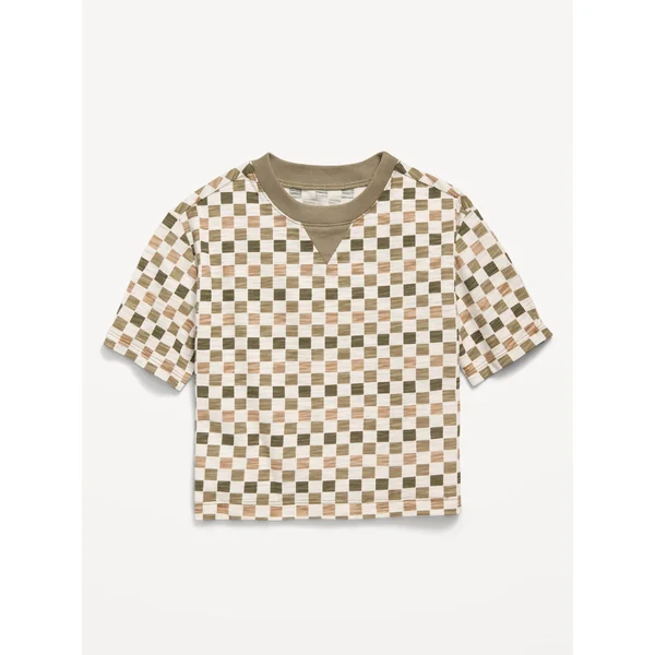 Oversized Boxy T-Shirt for Toddler Boys - Check