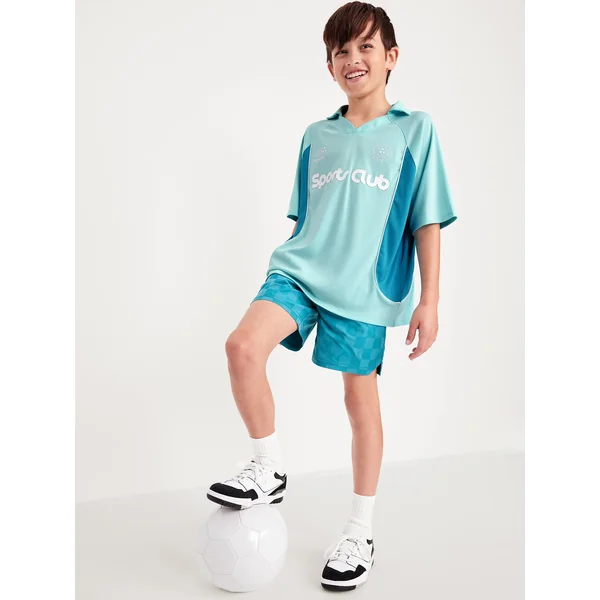 Oversized Collared Graphic Performance Top for Boys - SALTWATER SLIDE
