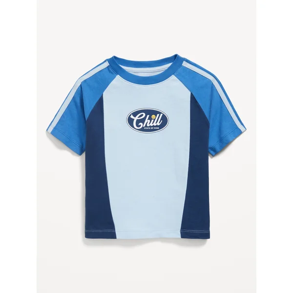 Oversized Color-Block Graphic T-Shirt for Toddler Boys - Coastal Blue