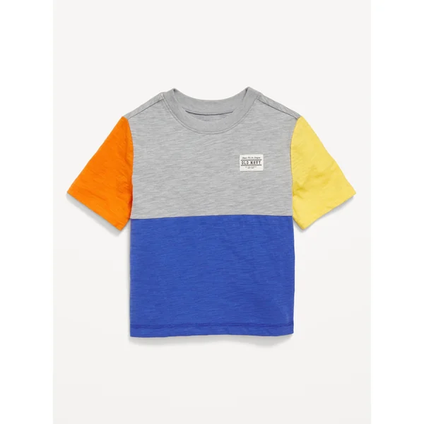 Oversized Color-Block T-Shirt for Toddler Boys - HYDRO BLUE