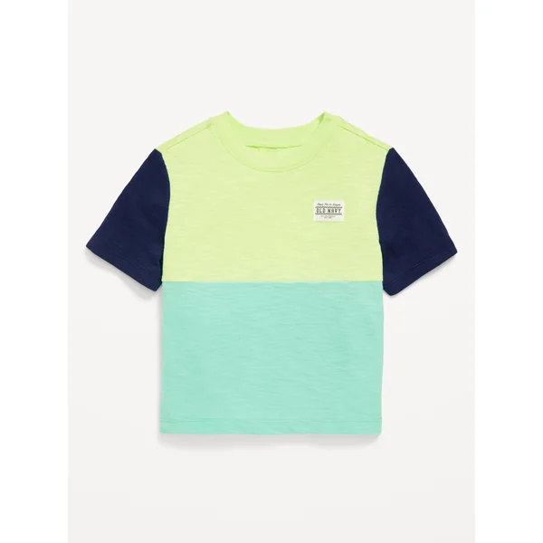 Oversized Color-Block T-Shirt for Toddler Boys - Pale Citron