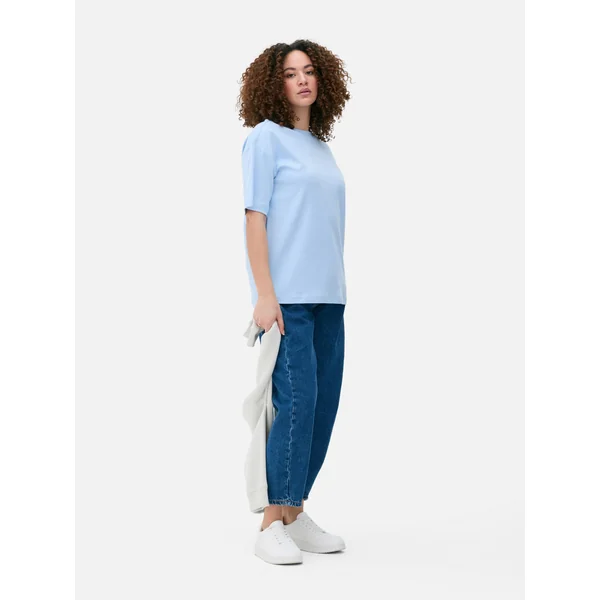 Oversized Cotton T-Shirt - Light Blue