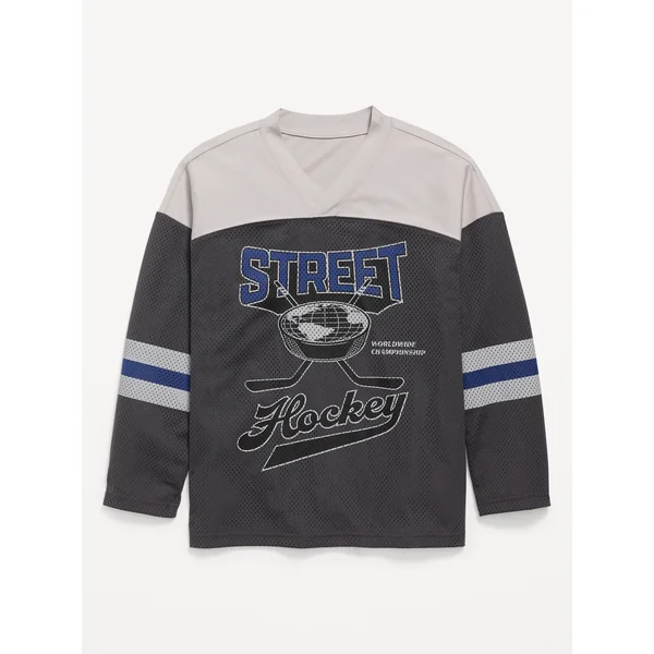 Oversized Hockey Jersey T-Shirt for Boys - Panther Gray