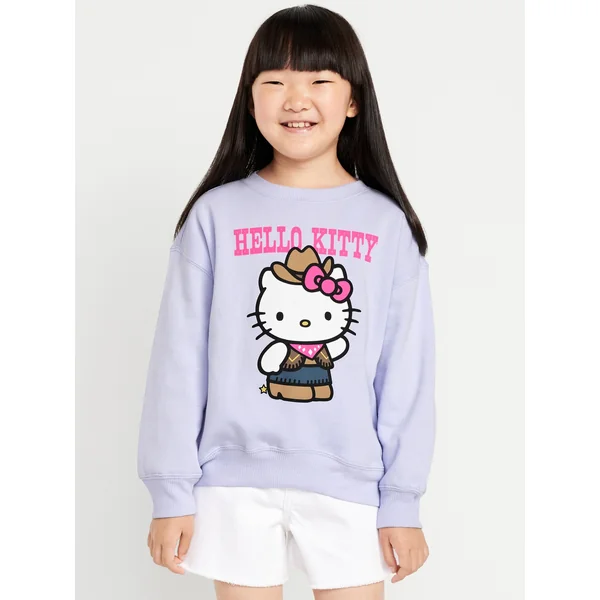 Oversized Licensed Graphic Tunic Sweatshirt for Girls - Hello Kitty