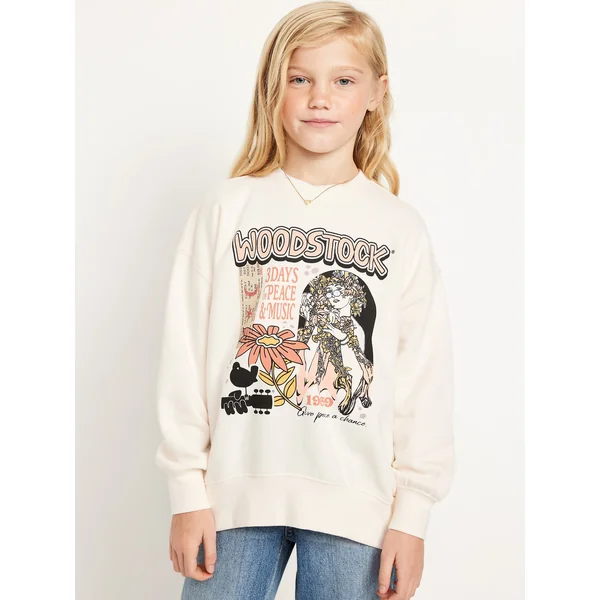 Oversized Licensed Graphic Tunic Sweatshirt for Girls - Woodstock