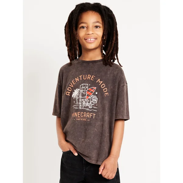 Oversized Minecraft™ Gender-Neutral Graphic T-Shirt for Kids - Panther