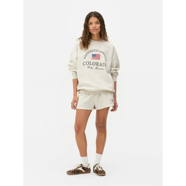 Oversized Printed Sweatshirt - Oatmeal