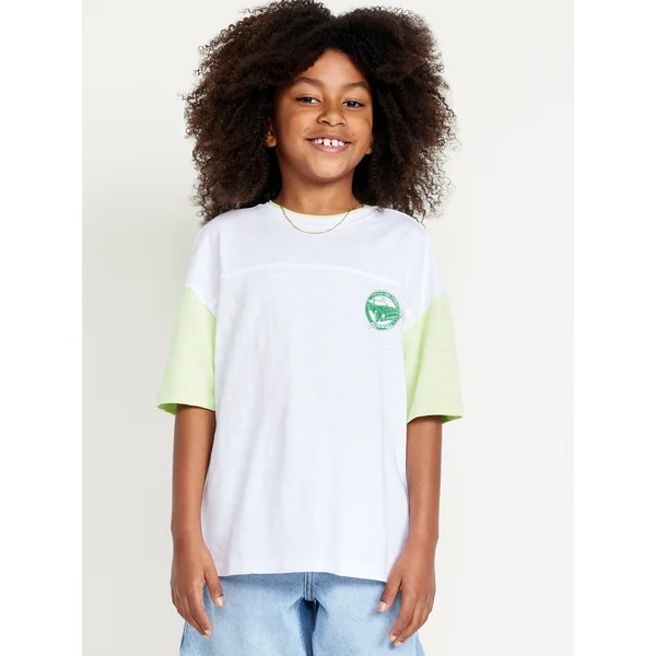 Oversized Short-Sleeve Graphic T-Shirt for Boys - White Lilies