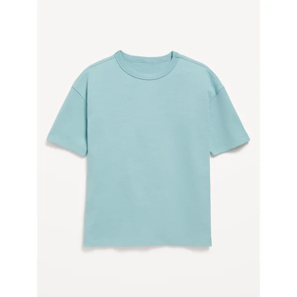 Oversized Short-Sleeve Textured-Knit T-Shirt for Boys - Geyser