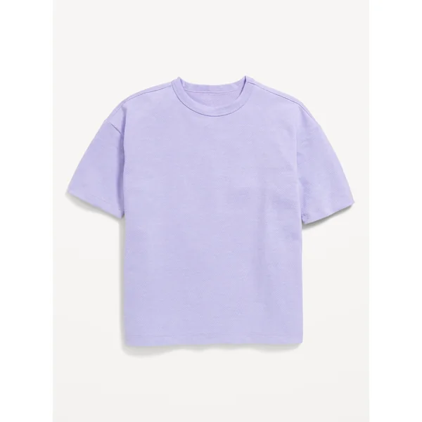 Oversized Short-Sleeve Textured-Knit T-Shirt for Boys - Lupine Lilac