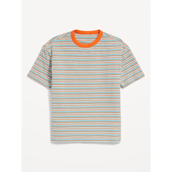 Oversized Short-Sleeve Textured-Knit T-Shirt for Boys - ORANGE YOU GLAD