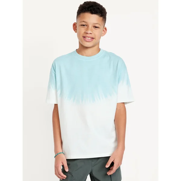 Oversized Short-Sleeve T-Shirt for Boys - Blue Tie-Dye