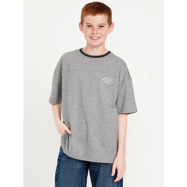 Oversized Short-Sleeve T-Shirt for Boys - Heather Gray