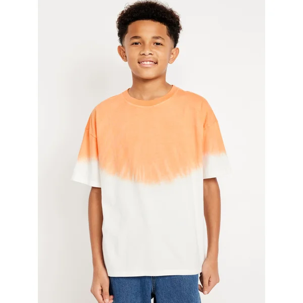 Oversized Short-Sleeve T-Shirt for Boys - Warm Tie-Dye